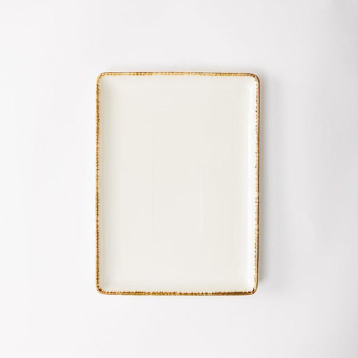 Rectangular Rimmed Dinner Plate - Natural Ivory-Ceramic