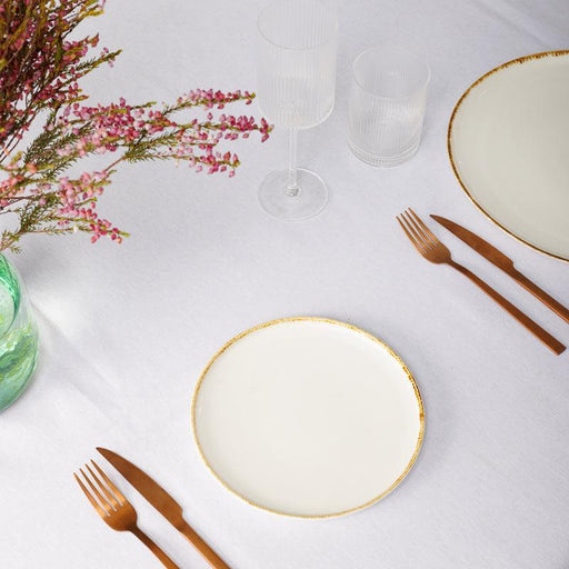 Side Rimmed Plate - Natural Ivory-Ceramic