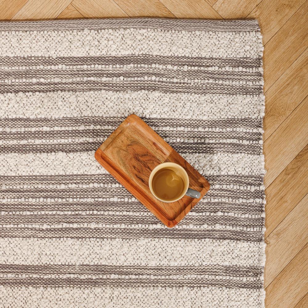 Linear Loom Polycotton Carpet Light Grey-Carpets/Rugs