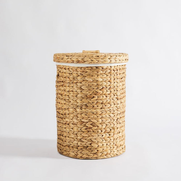 Home.Life Lined Oval with Hyacinth Hamper with Handles and Lid Natural-Laundry Basket