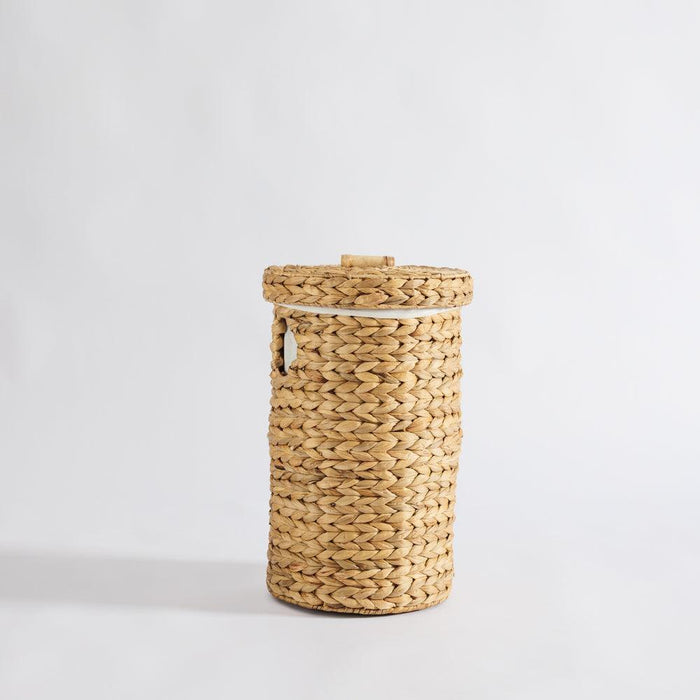 Home.Life Lined Oval with Hyacinth Hamper with Handles and Lid Natural-Laundry Basket