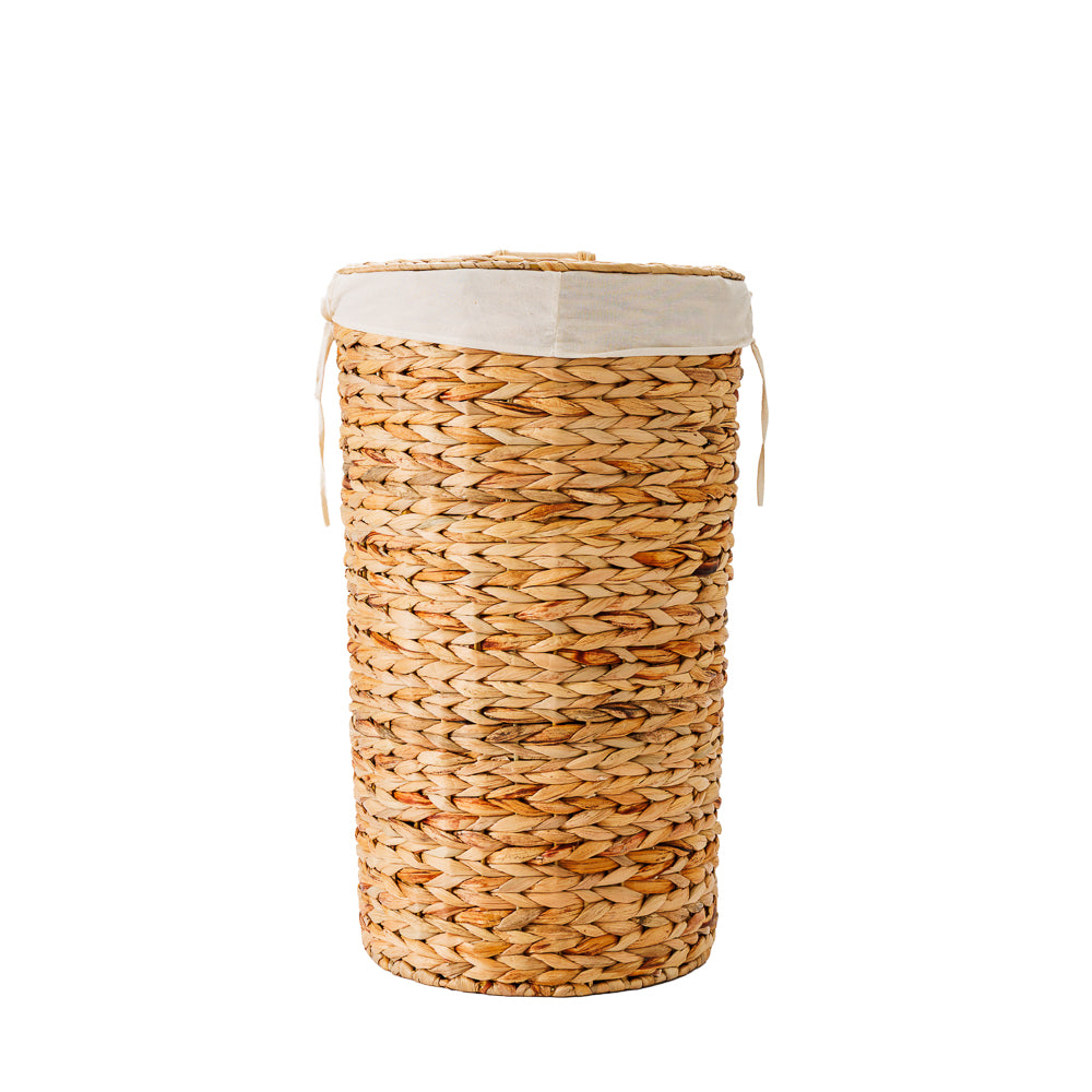 Home.Life Lined Tapered Water Hyacinth Hamper with Lid Natural-Laundry Basket