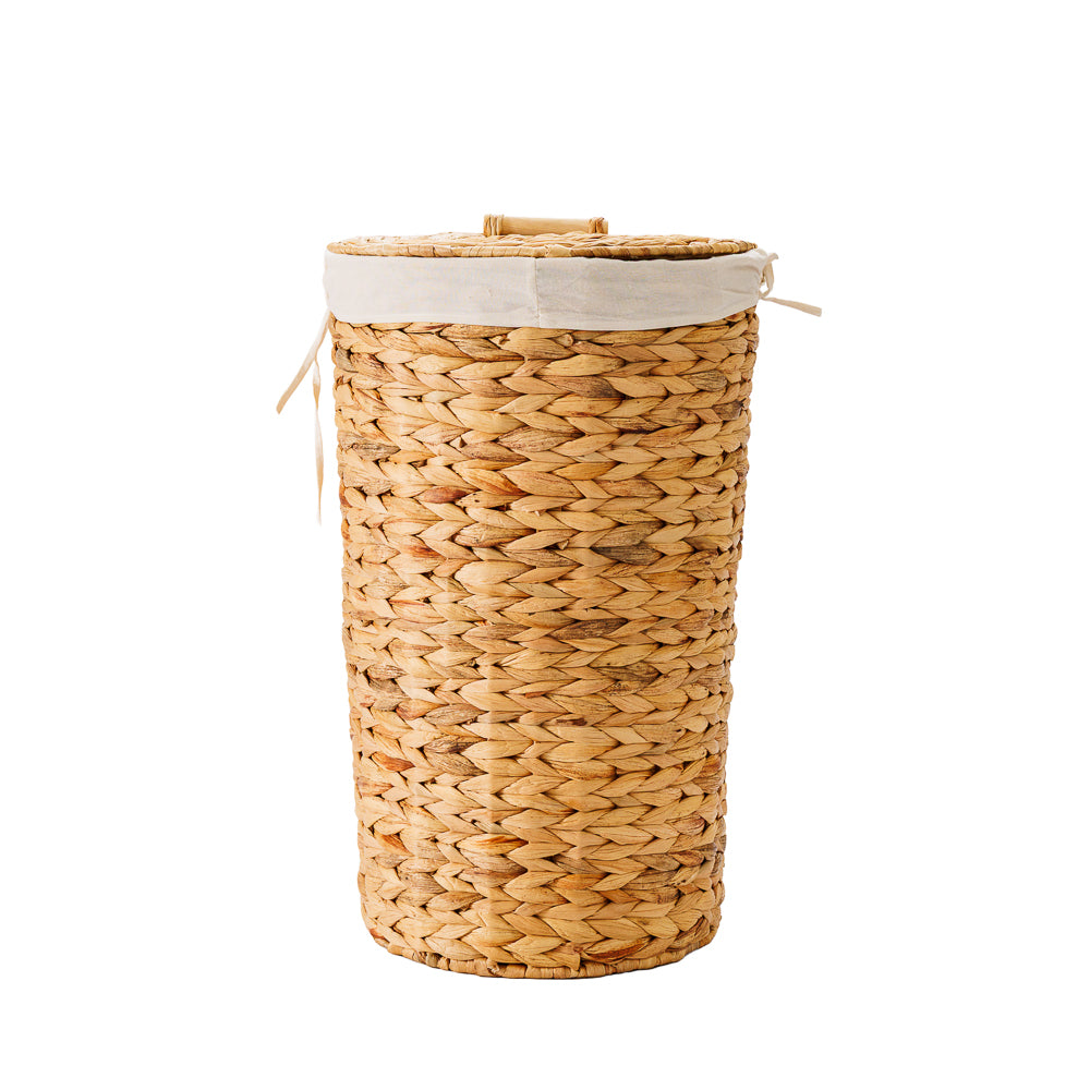 Home.Life Lined Tapered Water Hyacinth Hamper with Lid Natural-Laundry Basket