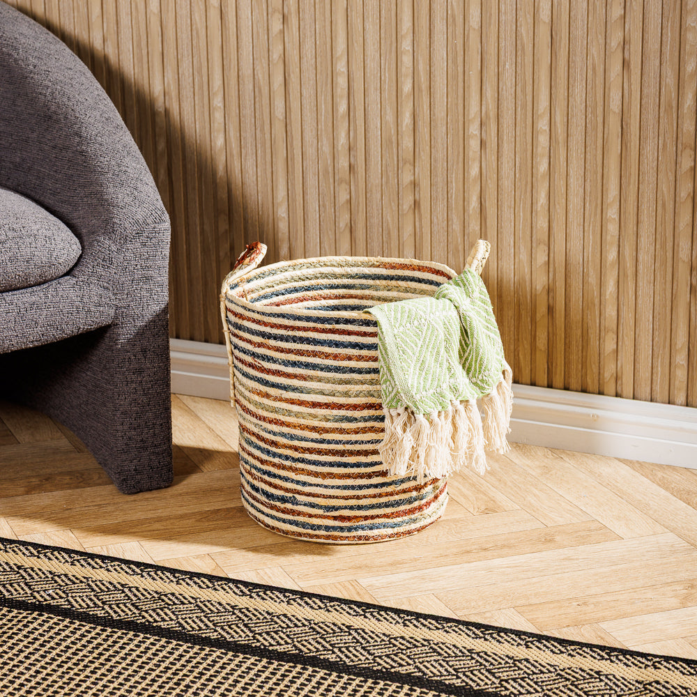 Home.Life Maize Shaded Rope Basket Blue-Storage Baskets