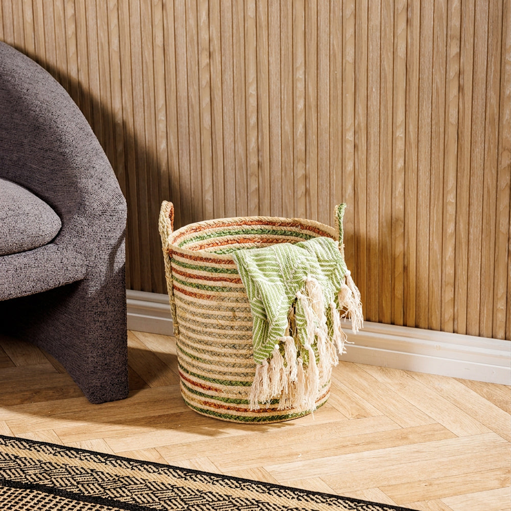 Home.Life Maize Shaded Rope Basket Green-Storage Baskets