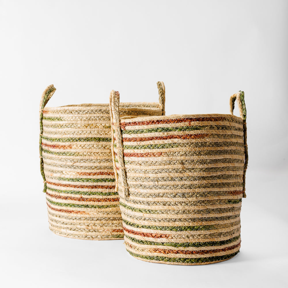 Home.Life Maize Shaded Rope Basket Green-Storage Baskets
