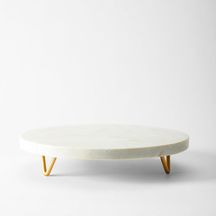 Home.Life Marble Display Platter with Metal Legs-Platters