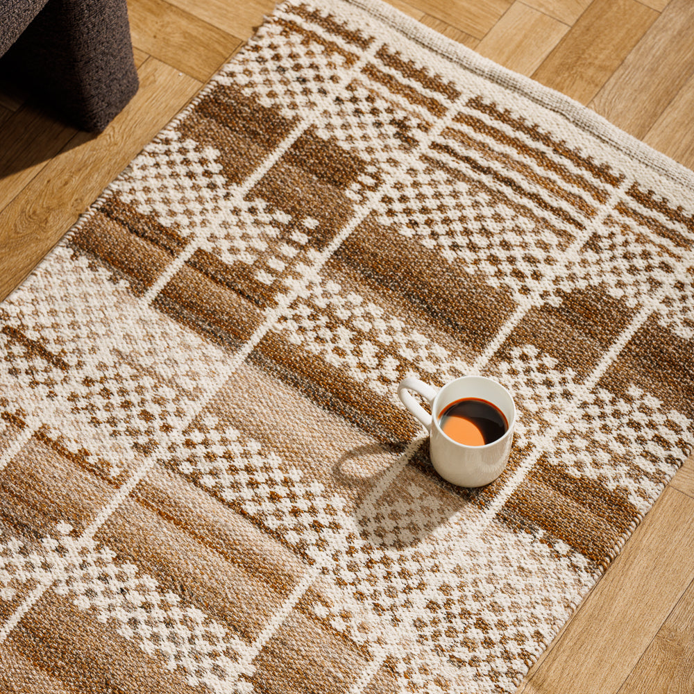 Home.Life Mosaic Cotton Rug Brown and Beige-Carpets/Rugs