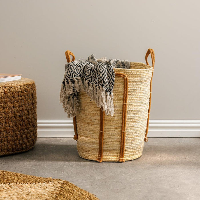 Home.Life Natural Corn Rope Handle Basket Walnut-Storage Baskets