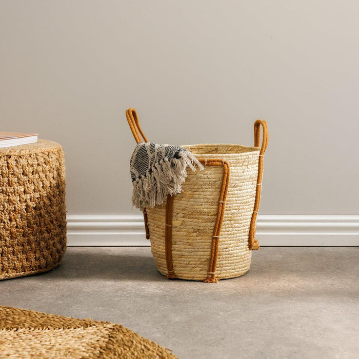 Home.Life Natural Corn Rope Handle Basket Walnut-Storage Baskets