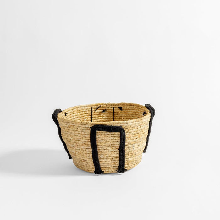 Home.Life Natural Corn Rope Handle Planter Basket Black-Planter