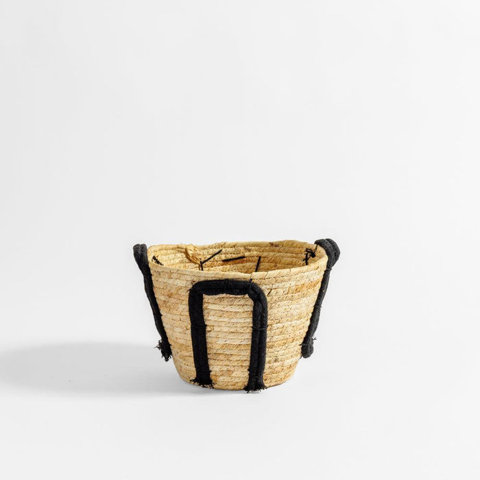 Home.Life Natural Corn Rope Handle Planter Basket Black-Planter