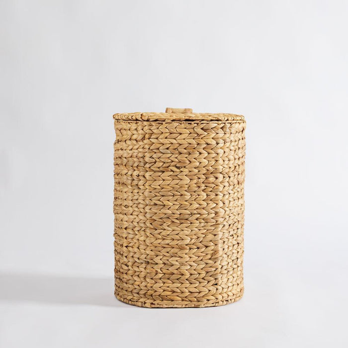 Home.Life Oval with Hyacinth Hamper Wooden Handles with Lid Natural-Laundry Basket