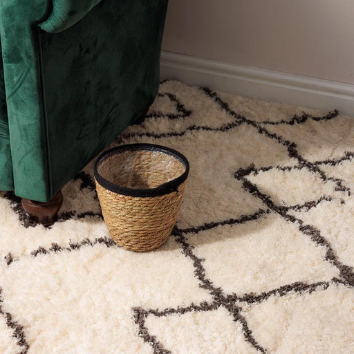 Bulrush Cotton-Edged Lined Planter - Black-Planter