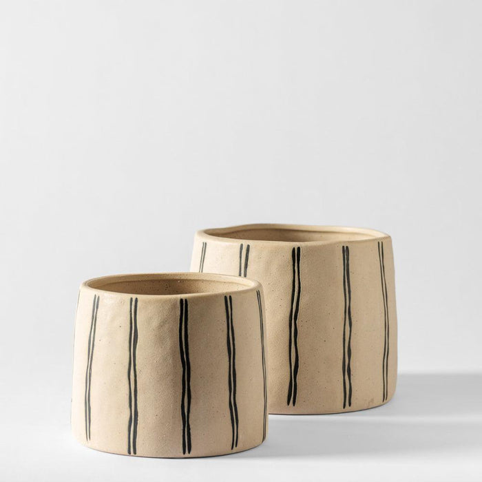 Home.Life Planter Natural Double Stripe Black-Décor