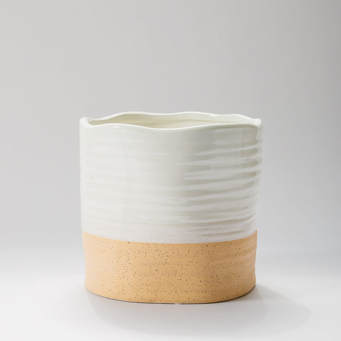 Home.Life Planter White with Natural Base-Planter