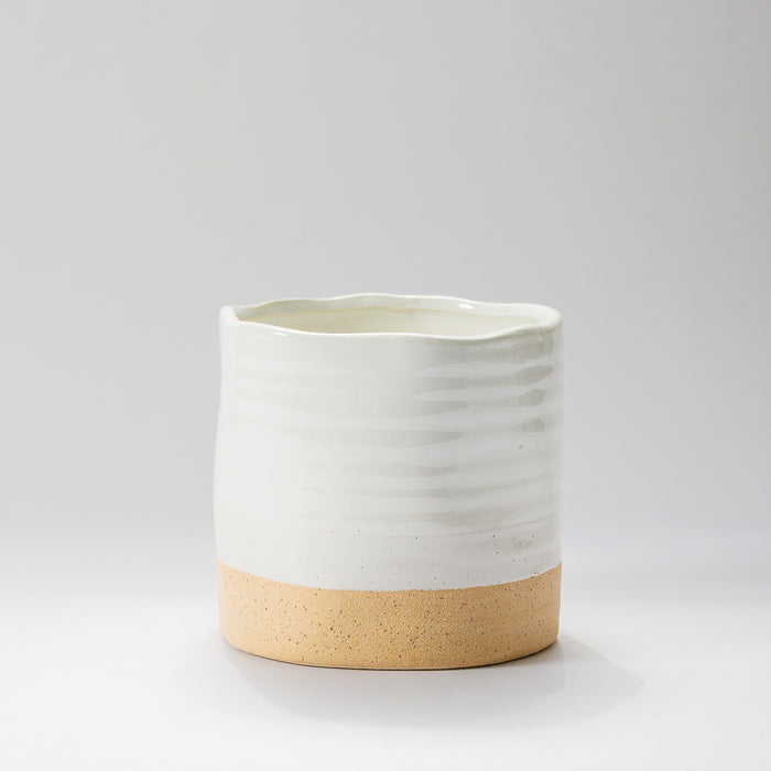 Home.Life Planter White with Natural Base-Planter