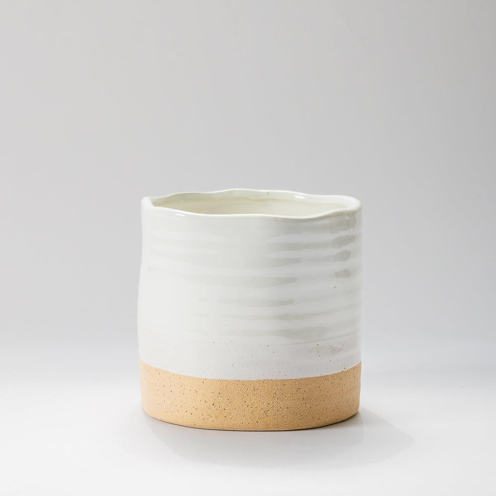 Home.Life Planter White with Natural Base-Planter