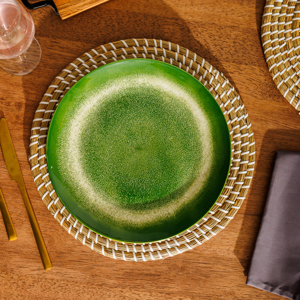 Home.Life Printed Glazed Dinner Plate Green Mist-Plates