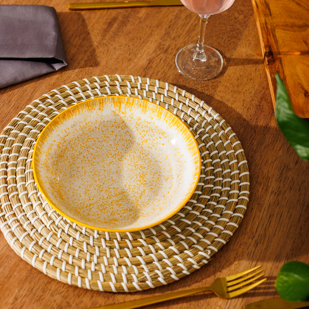 Home.Life Printed Glazed Salad Bowl Golden Haze-Bowls