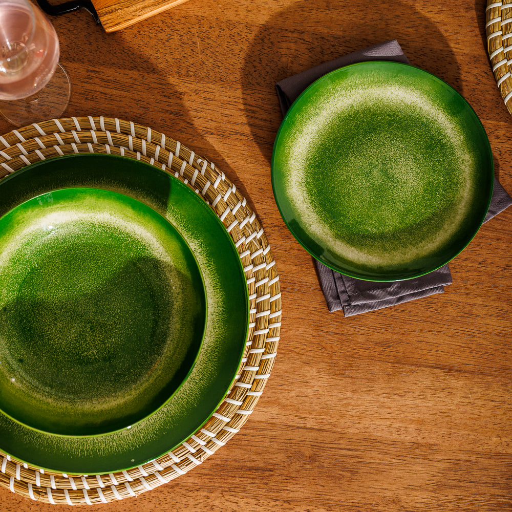 Home.Life Printed Glazed Side Plate Green Mist-Plates