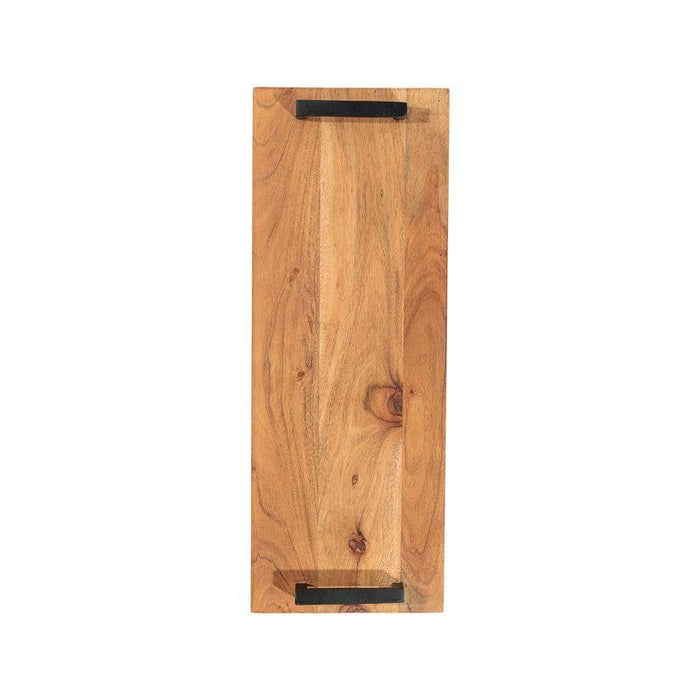 Rectangular Wooden Serving Tray with Black Metal Handle-Tray