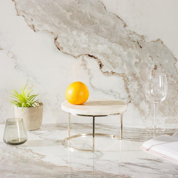 Home.Life Round Marble and Metal Buffet Stand-Stand