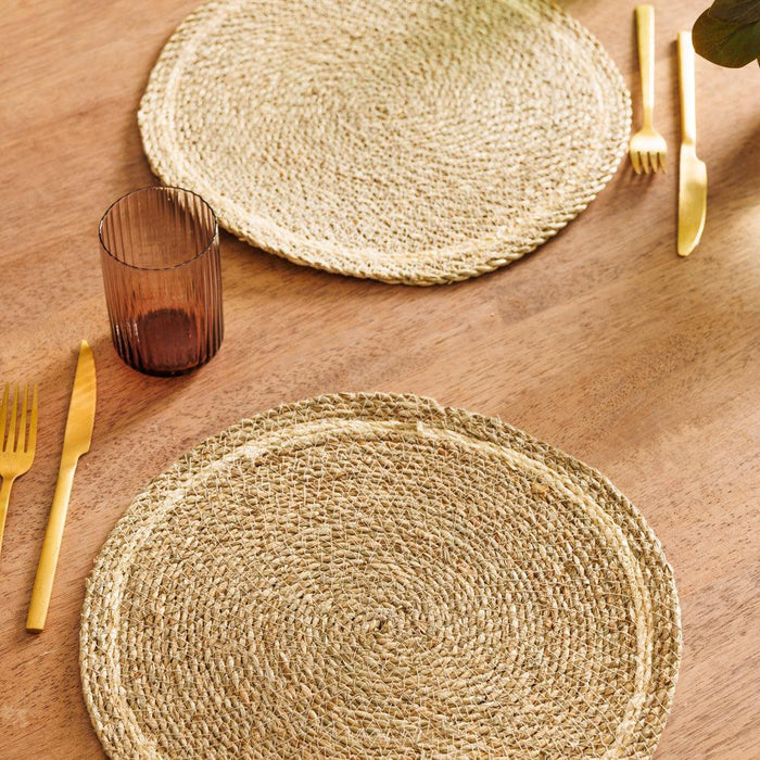 Home.Life Round Seagrass Placemat Natural-Placemats