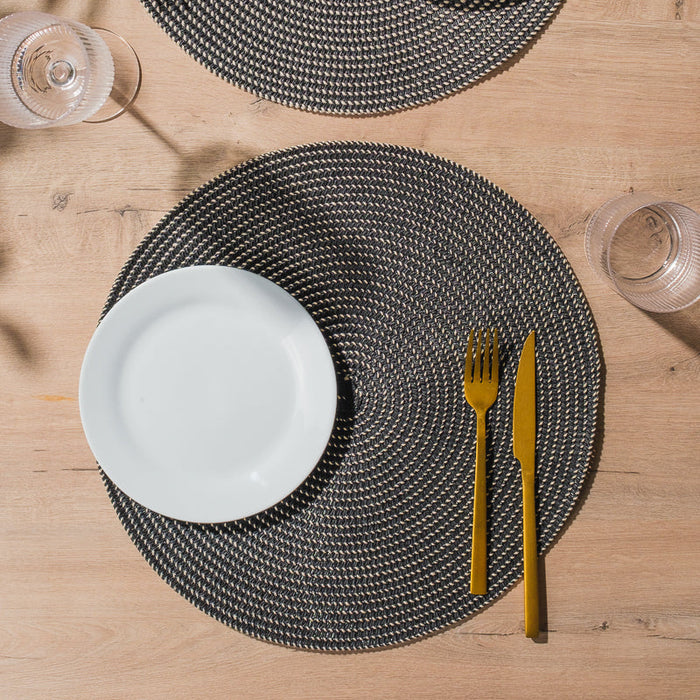 HOME.LIFE Round Woven Paper Cotton Placemat - Charcoal-Placemats