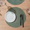 Home.Life Round Woven Paper Cotton Placemat Teal
