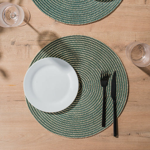 HOME.LIFE Round Woven Paper Cotton Placemat - Teal-Placemats