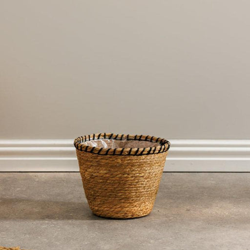 Home.Life Rush Rimmed Lined Planter Black-Planter