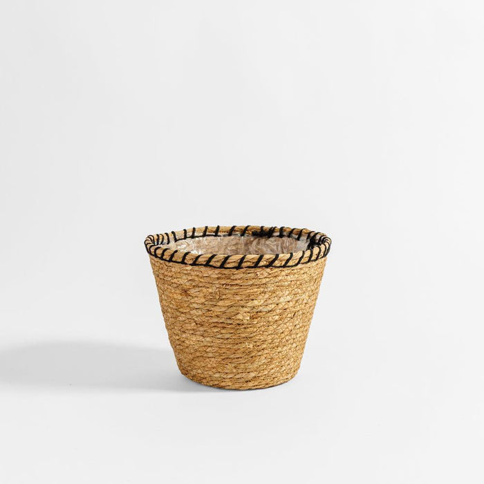 Home.Life Rush Rimmed Lined Planter Black-Planter