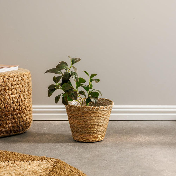 Home.Life Rush Rimmed Lined Planter Basket White-Planter