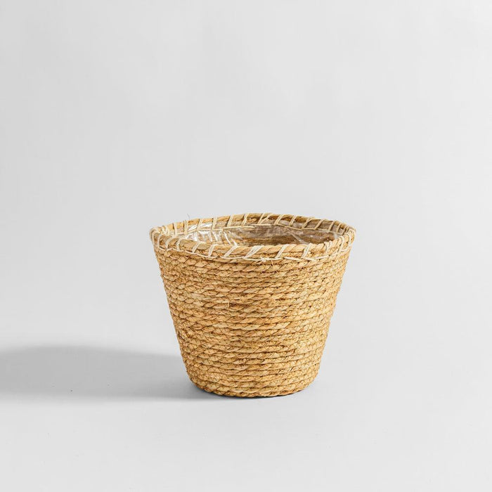 Home.Life Rush Rimmed Lined Planter Basket White-Planter