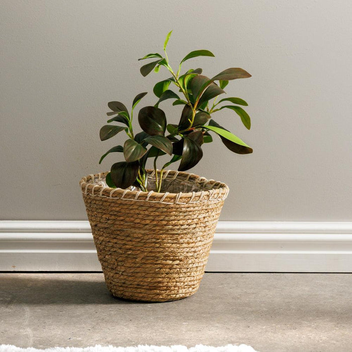 Home.Life Rush Rimmed Lined Planter Basket White-Planter