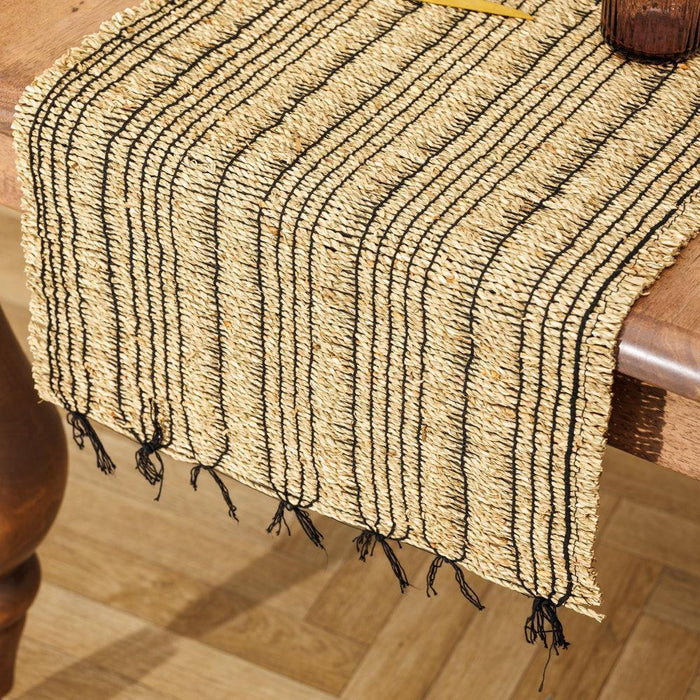 Home.Life Seagrass Table Runner Black-Table Runners