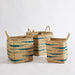 Home.Life Square Seagrass Basket Abstract Line with Handles Midnight Blue-Storage Baskets