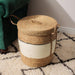 Bulrush & Paper Stripe Basket With Lid - Milk-Basket
