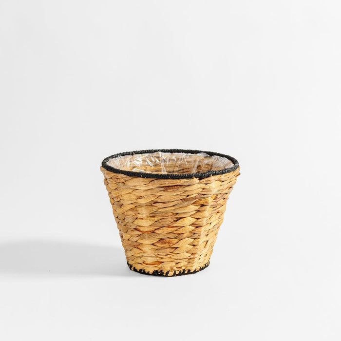 Home.Life Tapered with Hyacinth Lined Planter Basket Black-Planter
