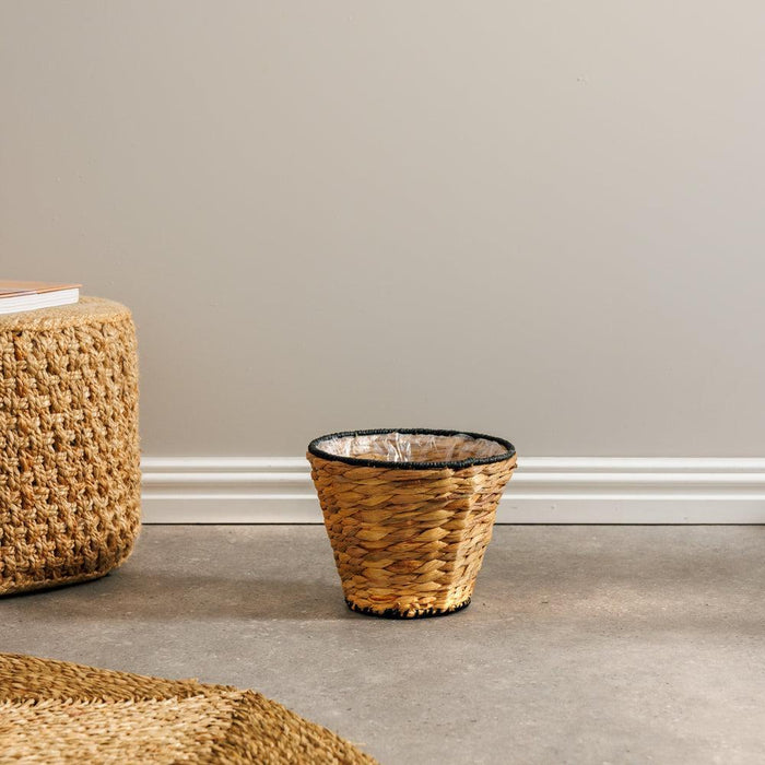 Home.Life Tapered with Hyacinth Lined Planter Basket Black-Planter