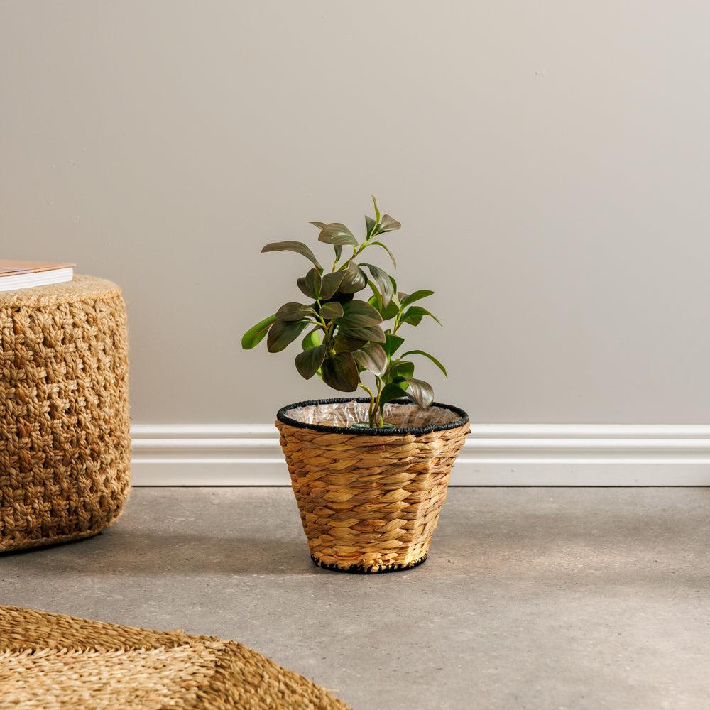 Home.Life Tapered with Hyacinth Lined Planter Basket Black-Planter