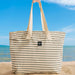 Home.Life Tote Beach Bag Stripe Grey and Natural-Beach Bags