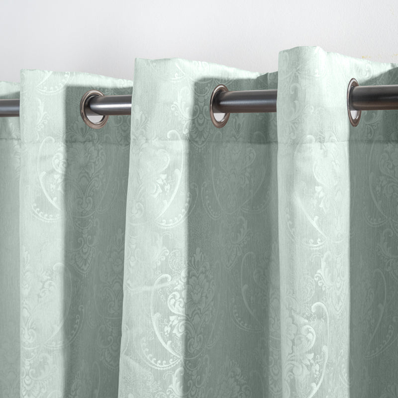 HOME.LIFE Venice Jacquard Eyelet Lined Curtain - Duck Egg-Curtains