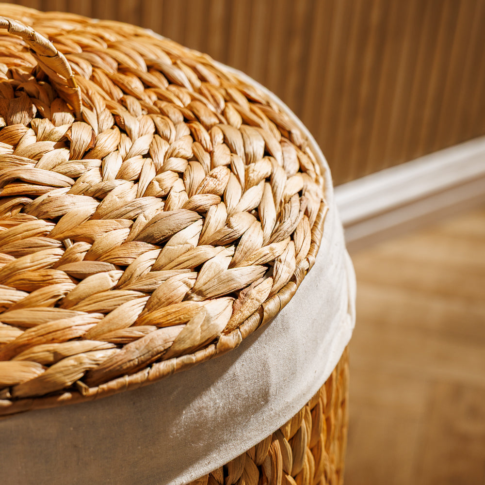 Home.Life Vietnamese Barrel Laundry Hamper with Lid and Liner Natural-Laundry Basket