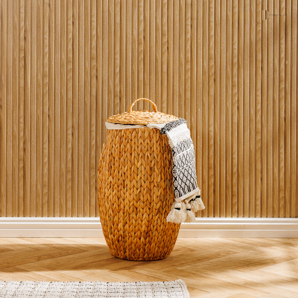 Home.Life Vietnamese Barrel Laundry Hamper with Lid and Liner Natural-Laundry Basket