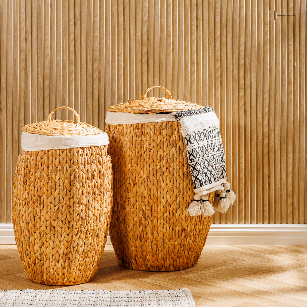 Home.Life Vietnamese Barrel Laundry Hamper with Lid and Liner Natural-Laundry Basket