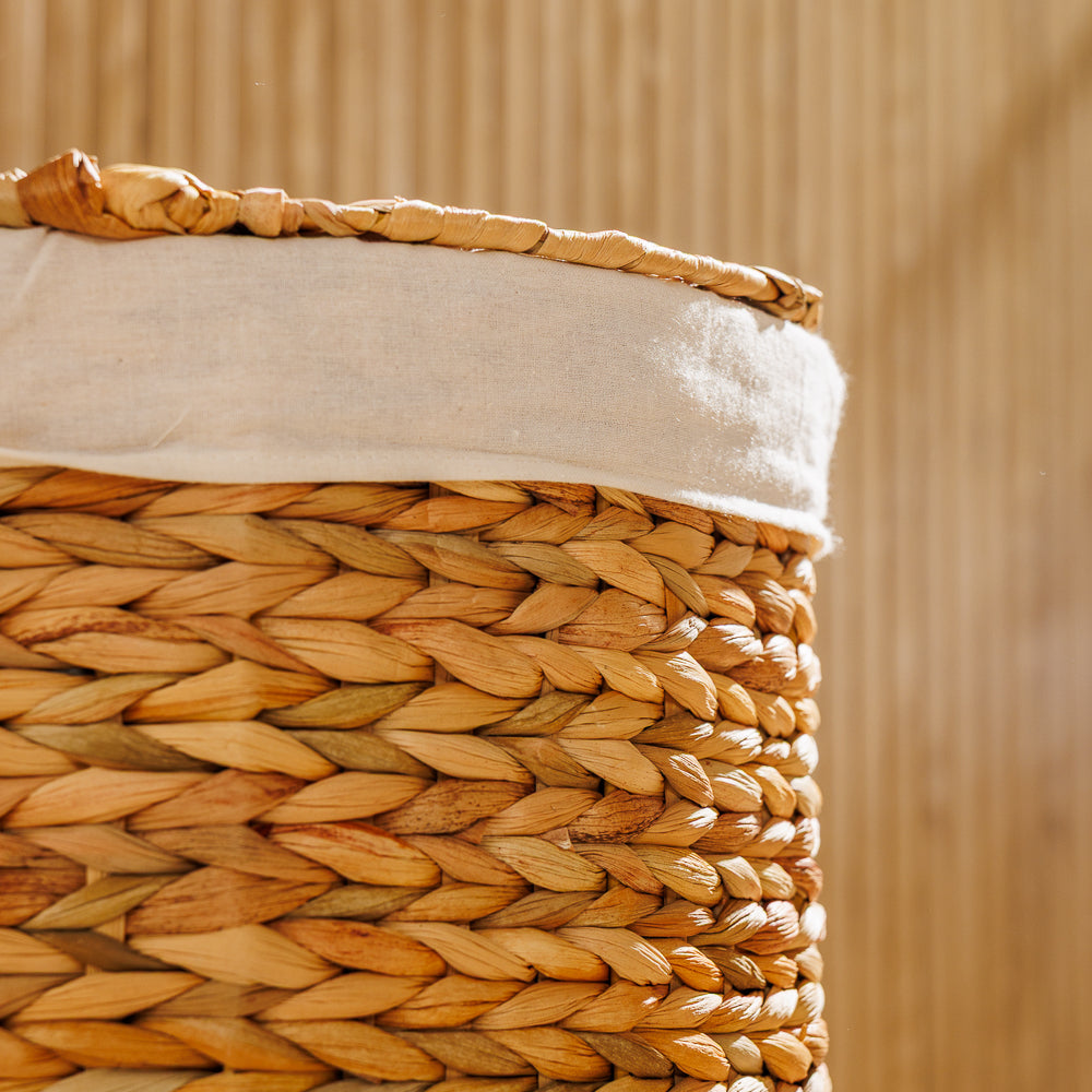 Home.Life Vietnamese D-Shaped Laundry Hamper with Lid and Liner Natural-Laundry Basket