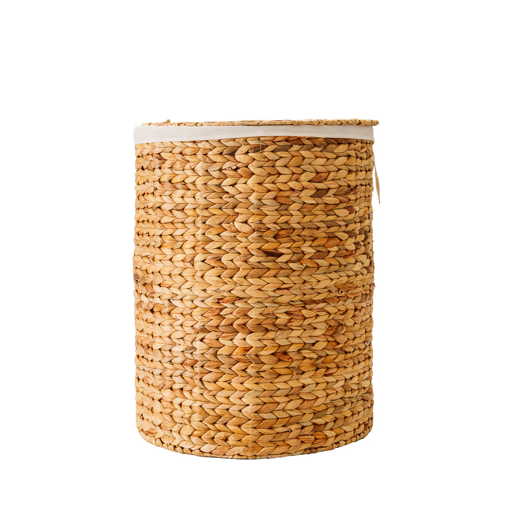 Home.Life Vietnamese D-Shaped Laundry Hamper with Lid and Liner Natural-Laundry Basket