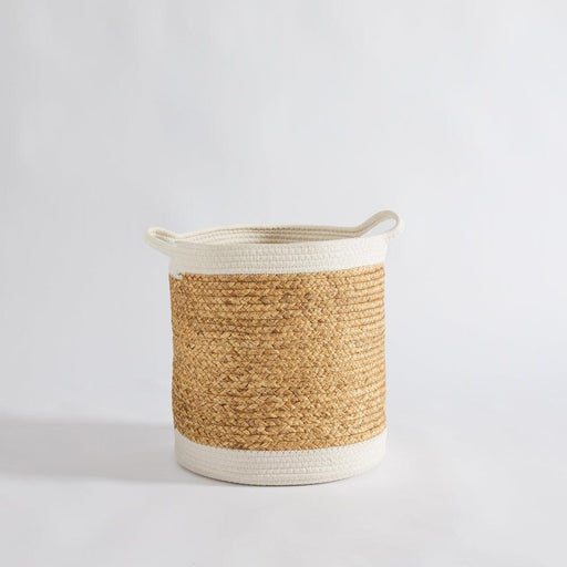 Water Hyacinth Basket with White Rim-Storage Baskets